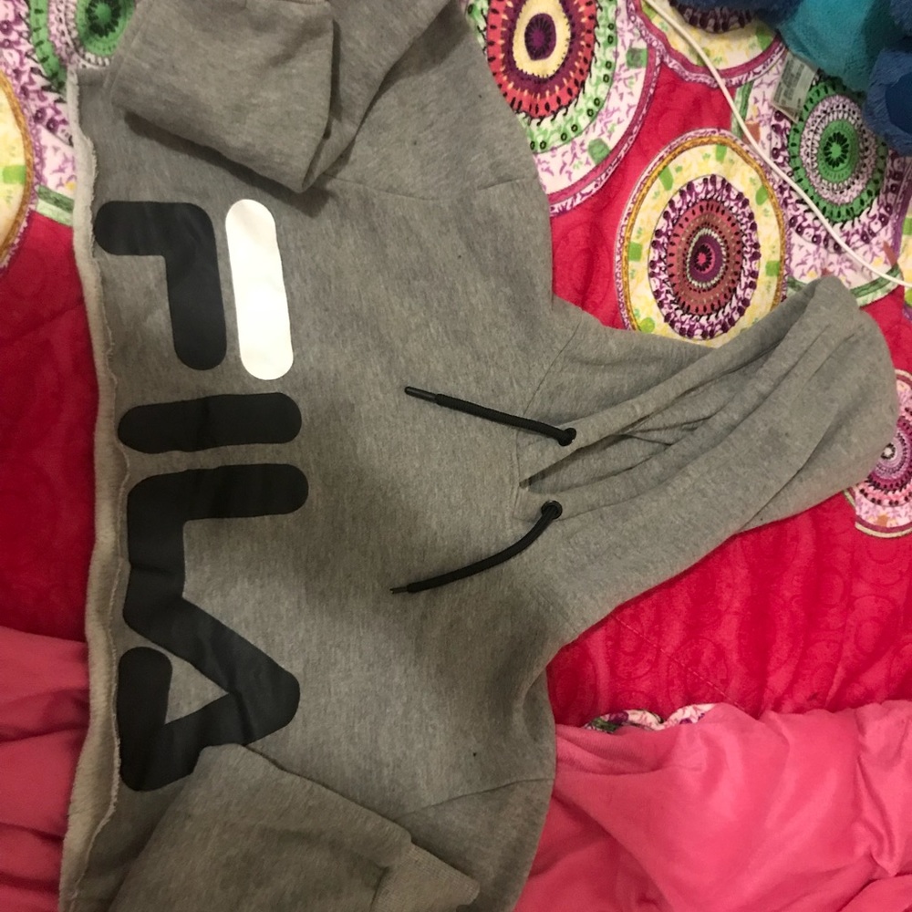 GREY CROPPED FILA HOODIE - Picture 3 of 3